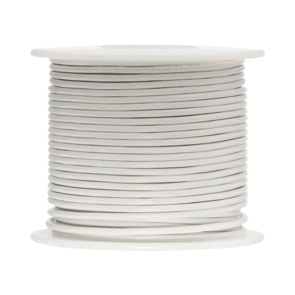 Primary Wire, Hook Up; GPT, 18 AWG, 1C C, White, PVC, Stranded, 60V, 100 ft.